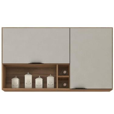 Imagem de Armário Aéreo Firenze 120cm 2 Portas Com Nicho E Adega 94221 Amendola Touch E Nude  Tx