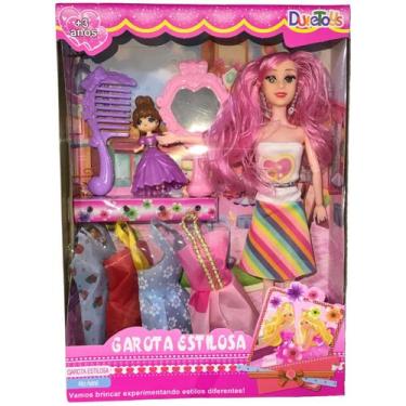 Imagem de Boneca Com Diversos Acessórios Garota Estilosa Faça Incríveis Penteado