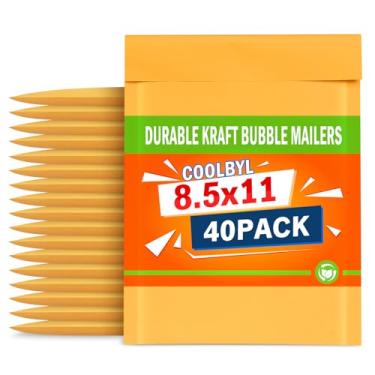 Imagem de Pacote com 40 envelopes Kraft Bubble Mailers 21 x 28 cm - Envelopes acolchoados com autovedação, leves, à prova de choque, à prova de esmagamento, ideais para enviar itens pequenos, itens frágeis