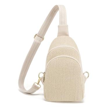 Imagem de Jonvikki Bolsas transversais de palha para mulheres 2025 Bolsa de praia de palha de verão bolsa tiracolo de ráfia, Bloqueio RFID branco, Large