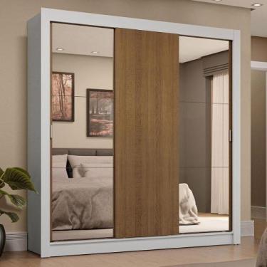 Imagem de Guarda-roupa Casal 3 Portas Correr 4 Gavetas Branco/Rústico - MADESA