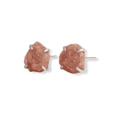 Imagem de Brinco Tarraxa Quartzo Morango - Cristal Natural, Prata 925
