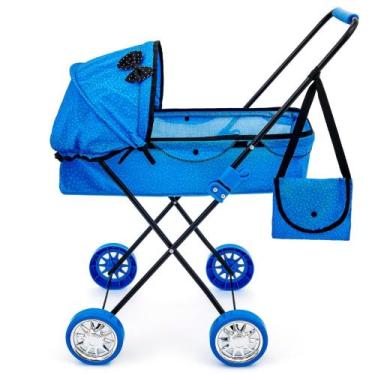 Imagem de Carrinho de Boneca Veneza Sag Toys Bebe Reborn COM BOLSA, Azulão
