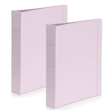 Imagem de Fichário de couro com 3 anéis, organizador profissional de 2,5 cm, organizador de fichário, tamanho carta, para guardar 200 folhas com 2 bolsos internos para trabalho escolar (roxo)