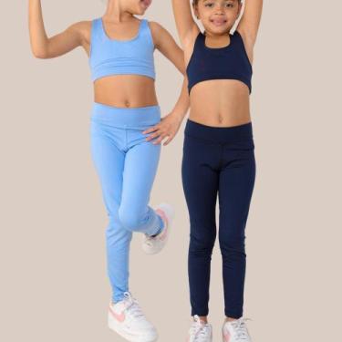 Imagem de Kit com 2 calça leggings infantil JinkingStore para meninas lisa básic