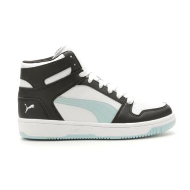 Imagem de PUMA Tênis feminino Rebound Layup Mid, Branco fosco orvalho - preto, 34