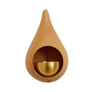 Imagem de Ｂｅｓｇａ Campainha de porta para lojistas, presente de inauguração, decorativa, campainha de madeira com sino de latão, para guarda-roupa de entrada, Cor de Madeira