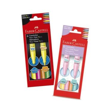 Imagem de Kit Canetinha Hidrográfica Vai e Vem Tons Pastel + Neon Faber Castell 