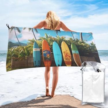 Imagem de FJWSLCH Toalha de praia de microfibra grande 80 cm x 160 cm para prancha de surfe toalhas de banho leve para piscina toalha de natação sem areia secagem rápida toalha de acampamento cobertor de viagem