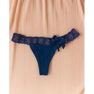 Imagem de Calcinha Sexy em Renda Lurex e Tule Modelo Fio Dental Sensual - VD2003