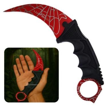 Imagem de Faca Karambit 19cm Lâmina Inox Curva com Capinha e Furo para Dedo SLKD