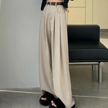 Imagem de Calças Femininas Cintura Alta - Perna Larga, Estilo Retro para Primave