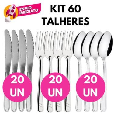 Imagem de Kit Talher Inox Jogo Com Garfo Faca Colher Sopa Mesa Jantar Refeição R