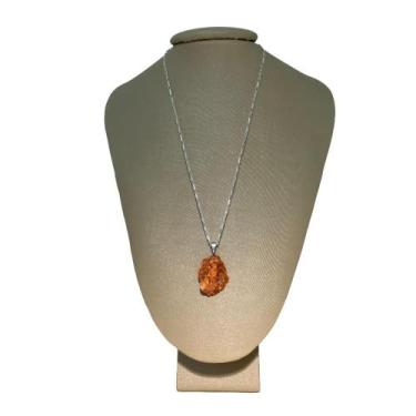 Imagem de Colar Cadeado Prata 925 Calcita Laranja Bruta - P. Vecchio - Ponte Vec