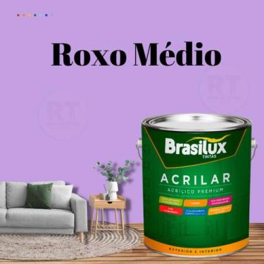 Imagem de Tinta De Parede Brasilux Acrilar Cor Roxo Fosca Lavável Antimofo Premi