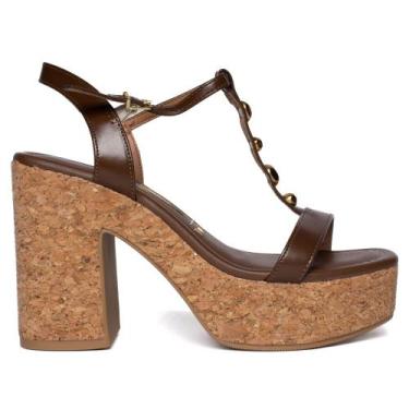 Imagem de Sandália Feminina Vizzano Salto Médio Meia Pata Capuccino, Cappuccino,
