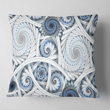 Imagem de Design espiral branco com arte fractal azul sala de estar, sofá, almofada de alta qualidade + capa de almofada impressa em ambos os lados 66 cm x 66 cm
