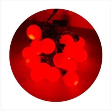 Imagem de Cordão De Lâmpadas De Led Pisca Formato Bolinha 4 Metros 8 Funções Natal Tomada (Vermelho)