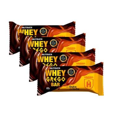 Imagem de Kit 4 Barra de Proteína Whey Grego Bar Nutrata Sabor Dulce De Leche Ha