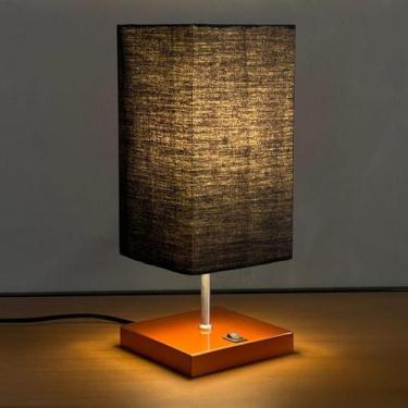 Imagem de Abajur Luminaria De Mesa Clássico Quadrado alumínio Com interruptor e 