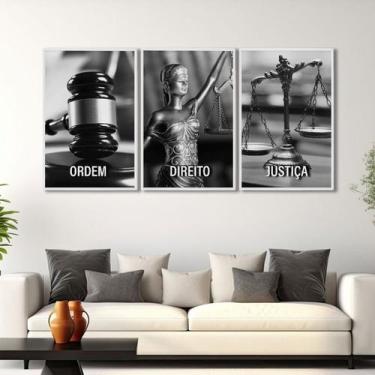 Imagem de Quadro Decorativo Temático Direito Deusa da Justiça com 3 Telas 60x90c