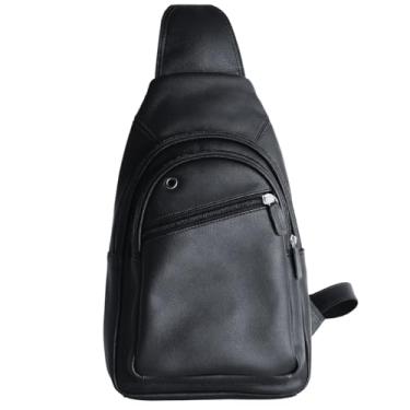 Imagem de Bolsa de Couro Transversal Unissex – Masculina e Feminina 100% Legítimo Premium Casual Elegante e Versátil 012 (Preta)