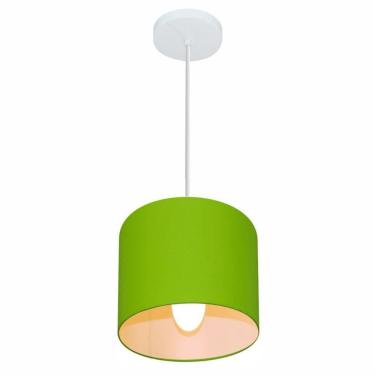 Imagem de Lustre Pendente Cilíndrico Free Lux Para Mesa De Jantar, Sala, Quarto, Churrasqueira E Balcão. Verde-limão Tam: 18x18cm