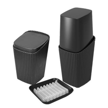 Imagem de Kit Banheiro Porta Cotonete Escova Saboneteira New Square Preto - Coza