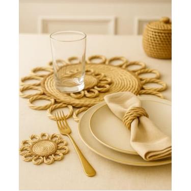 Imagem de Conjunto de Mesa Posta em Sisal, 12 Peças, 4 Sousplat, 4 Porta-Copos, 4 Porta-Guardanapos, Natural
