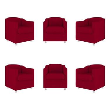 Imagem de Kit 6 Poltronas Decorativas Tilla Consultório Recepção Sala Cor:vermelho