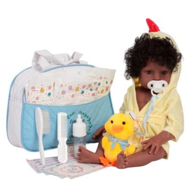 Imagem de Bebê Reborn Boneco Realista Negro Enxoval Completo Pelúcia