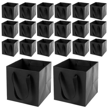 Imagem de Sacos de papel Kraft com alças, sacos de presente quadrados dobráveis, sacolas de lembrancinhas de festa de casamento, sacolas de embalagem de negócios de varejo, sacola de compras de supermercado