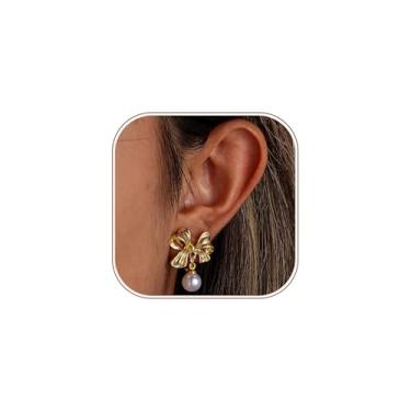 Imagem de Dlknp Brincos elegantes com clipe de laço para mulheres, hipoalergênicos, sem piercing, joias modernas