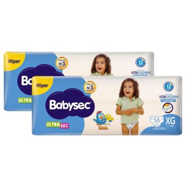 Imagem de Kit 2 Fralda Babysec Ultrasec Tamanho XG 56 Unidades Descartáveis