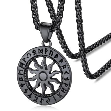 Imagem de FaithHeart Colar com pingente de martelo de Thor e bússola nórdica/Odin/Raven para homens e mulheres com embalagem delicada