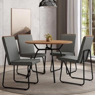 Imagem de Conjunto Sala de Jantar 4 Cadeiras Glasgow Carraro Grafite Preto