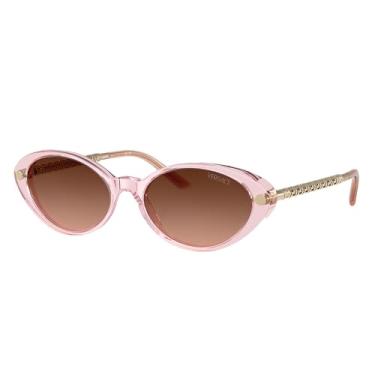 Imagem de Versace Óculos de sol feminino armação transparente rosa, lentes cinza gradiente rosa, 54 mm