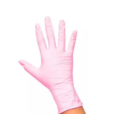 Imagem de Luva Descartável Nitrílica Rosa Média 12un Santa Clara