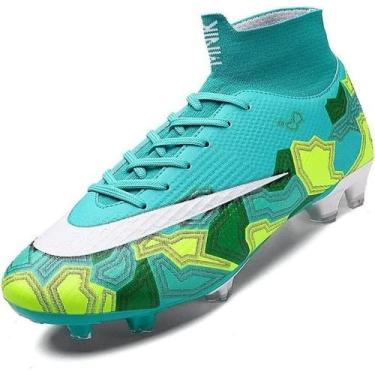 Imagem de Tênis de futebol masculinos de futebol com pontas longas, couro e borr