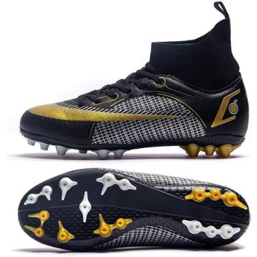 Imagem de Tênis de futebol masculinos de futebol com pontas longas, couro e borr