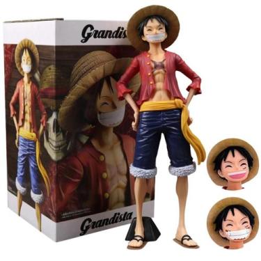 Imagem de Boneco Luffy D. Monkey 28cm com 3 Rostos - Action Figure - Genérica