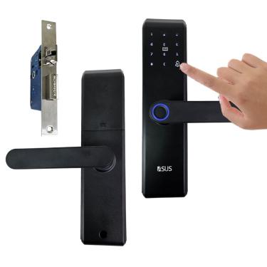 Imagem de Fechadura Digital Eletronica Biometria Senha Cartao Chave de Acesso Porta Casa Residencia