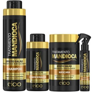 Imagem de Kit Eico Mandioca Shampoo 800ml Condicionador 450ml Máscara 1Kg Spray 