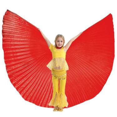 Imagem de Traje de asas de dança MUNAFIE Isis Wings para crianças Hot Red