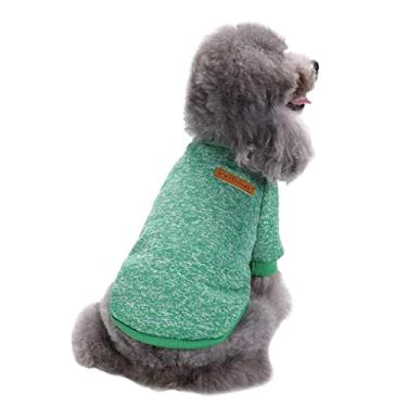 Imagem de (XX-pequeno, verde) - Pet Dog Clothes Malhas Dog Sweater Suave espessamento quente Filhote de cachorro Camiseta Winter Puppy Sweater para caes