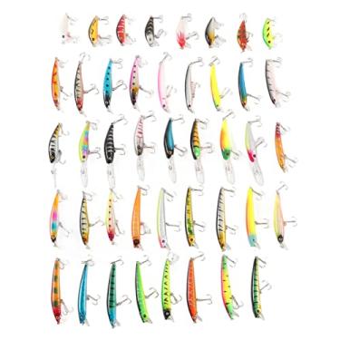Imagem de 43 unidades kit de isca de pesca minnow isca artificial isca de simulação universal para água doce água salgada cores brilhantes aparência realista olhos 3D material de metal