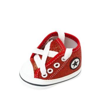 Imagem de Tênis Sapatinho Star Bebê Recém Nascido Cano Alto Com Glitter - Xukinh