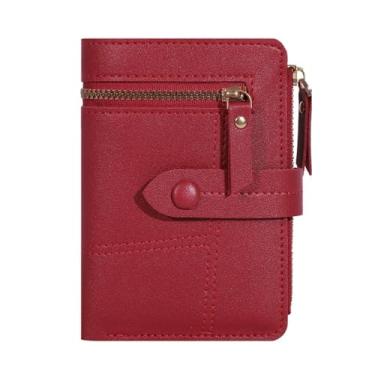 Imagem de Carteira feminina com bloqueio fino para cartão, Borgonha, Minimalista