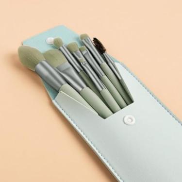 Imagem de Conjunto de pincéis de maquiagem premium de 8 peças com estojo de viagem - multiuso para blush, iluminador, sombra, corretivo - cerdas macias para iniciantes e profissionais