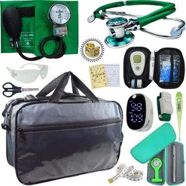 Imagem de Kit Bolsa Cores Aparelho de Pressao Esfigmomanometro Estetoscópio Medi